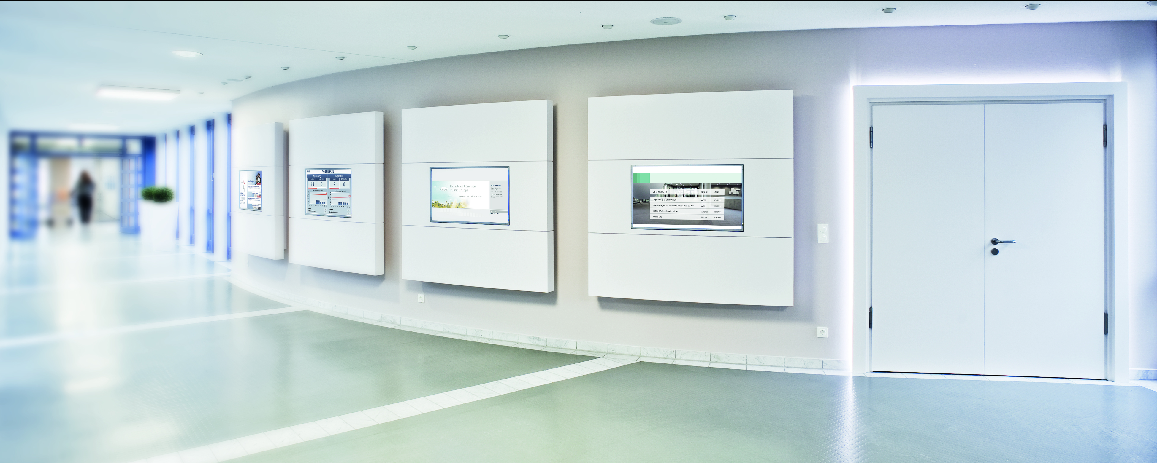 Advanced healthcare technology solutions showing digital signage and infotainment systems in Australian hospital facility